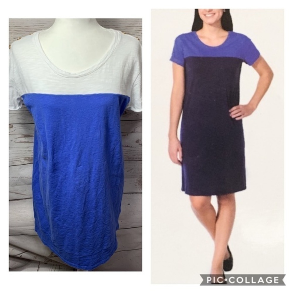 EUC Nicole Miller Amparo Blue/ White Shift Dress